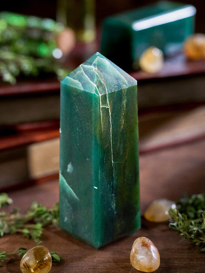 Semi-precious Gemstone - Green Jade Tower