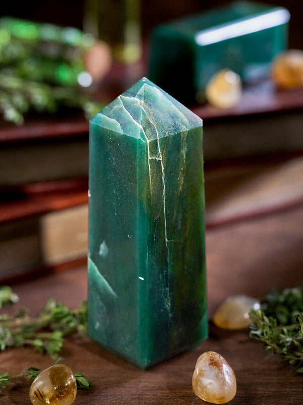 Semi-precious Gemstone - Green Jade Tower
