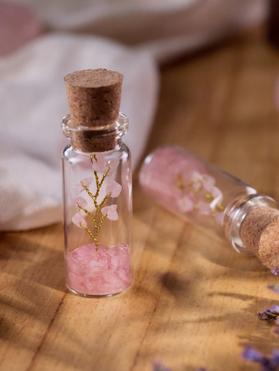 Semi-precious Gemstone - Rose Quartz Bottle Tree - Set of 2