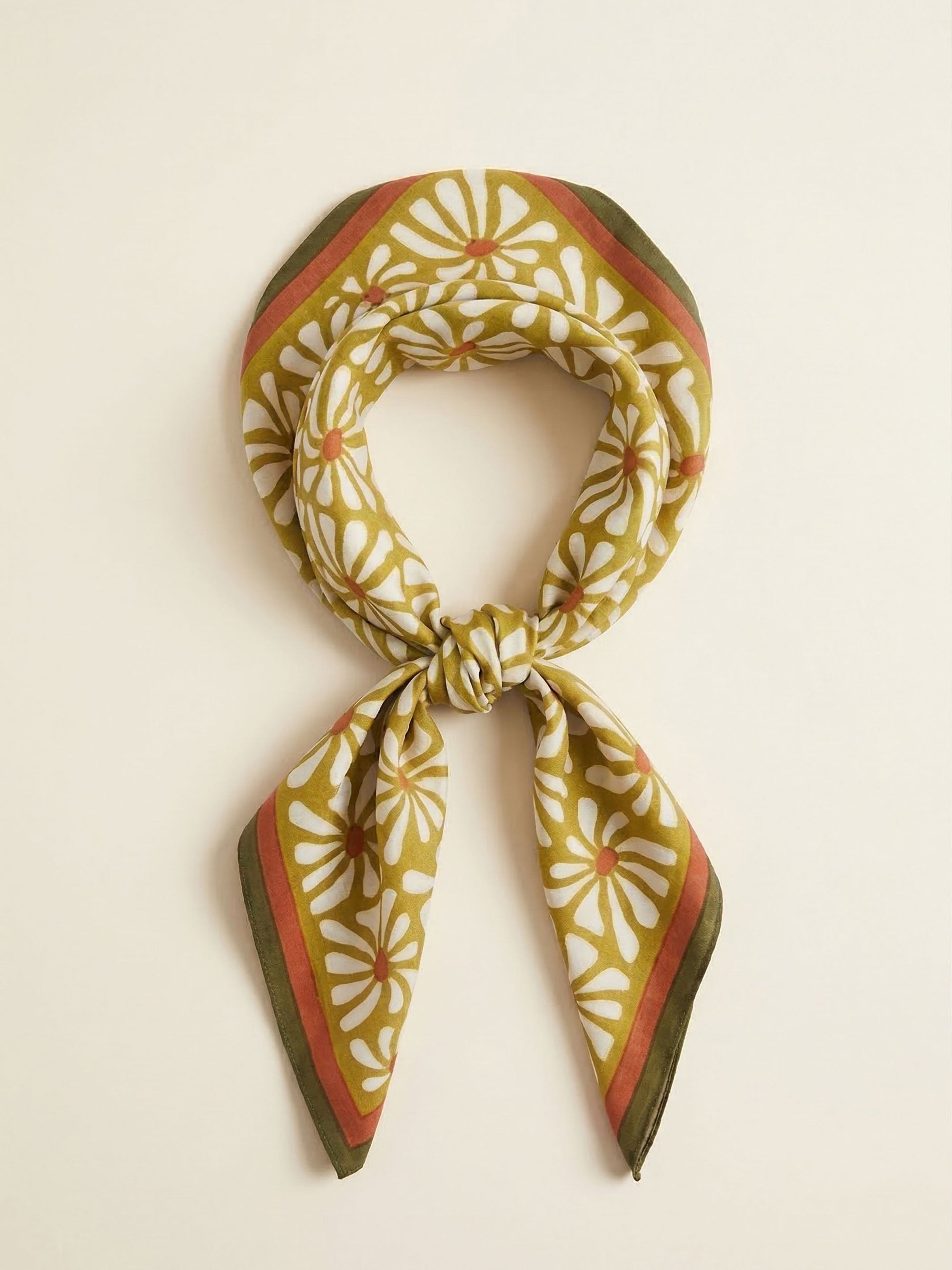 Cotton Square Scarf - Geometric Flowers