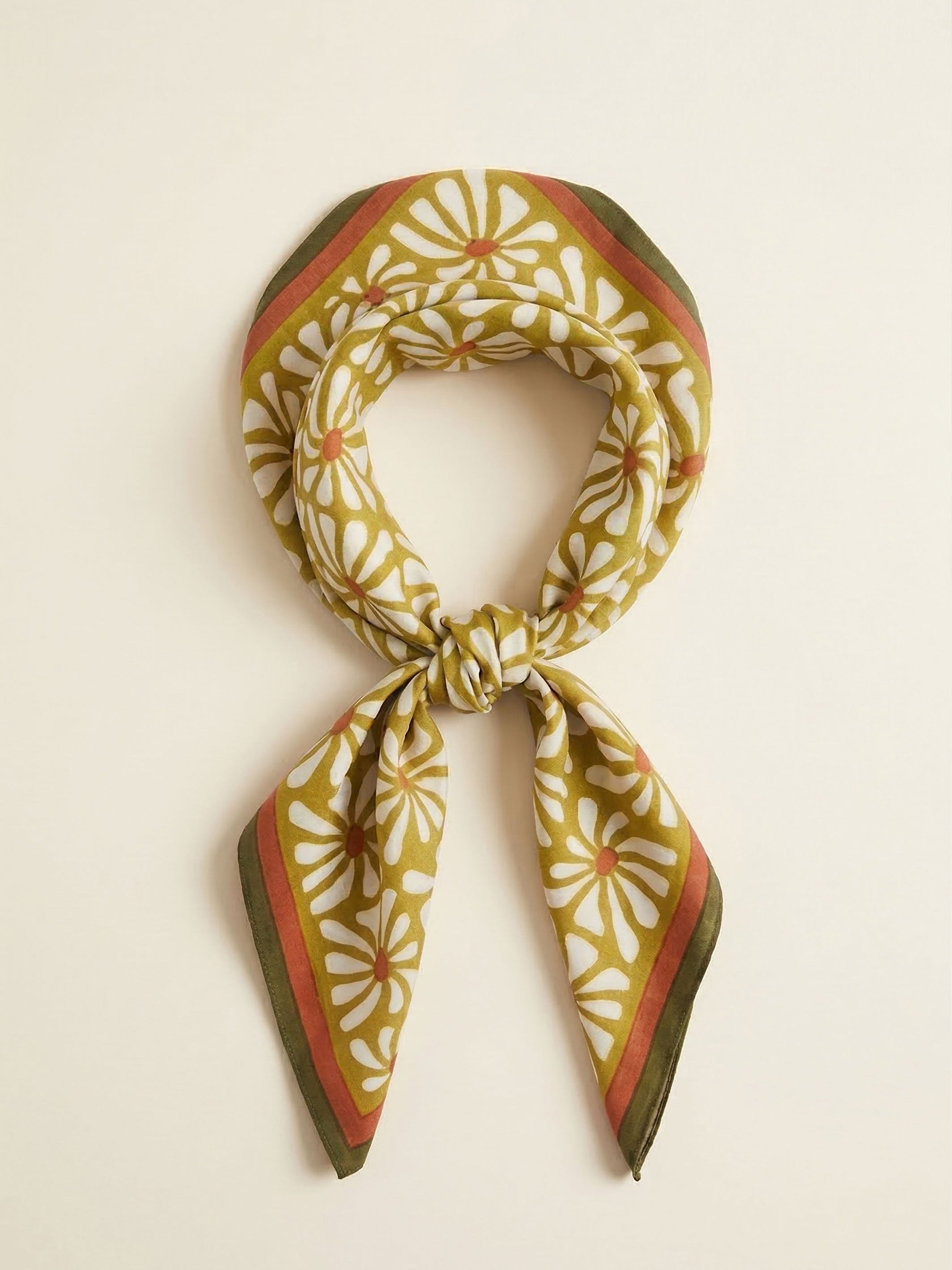 Cotton Square Scarf - Geometric Flowers