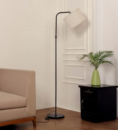 Black Arc Floor Lamp (6 ft) – Drum Shade