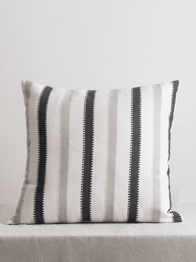 Oslo Black and Beige Striped Cotton Cushion Cover