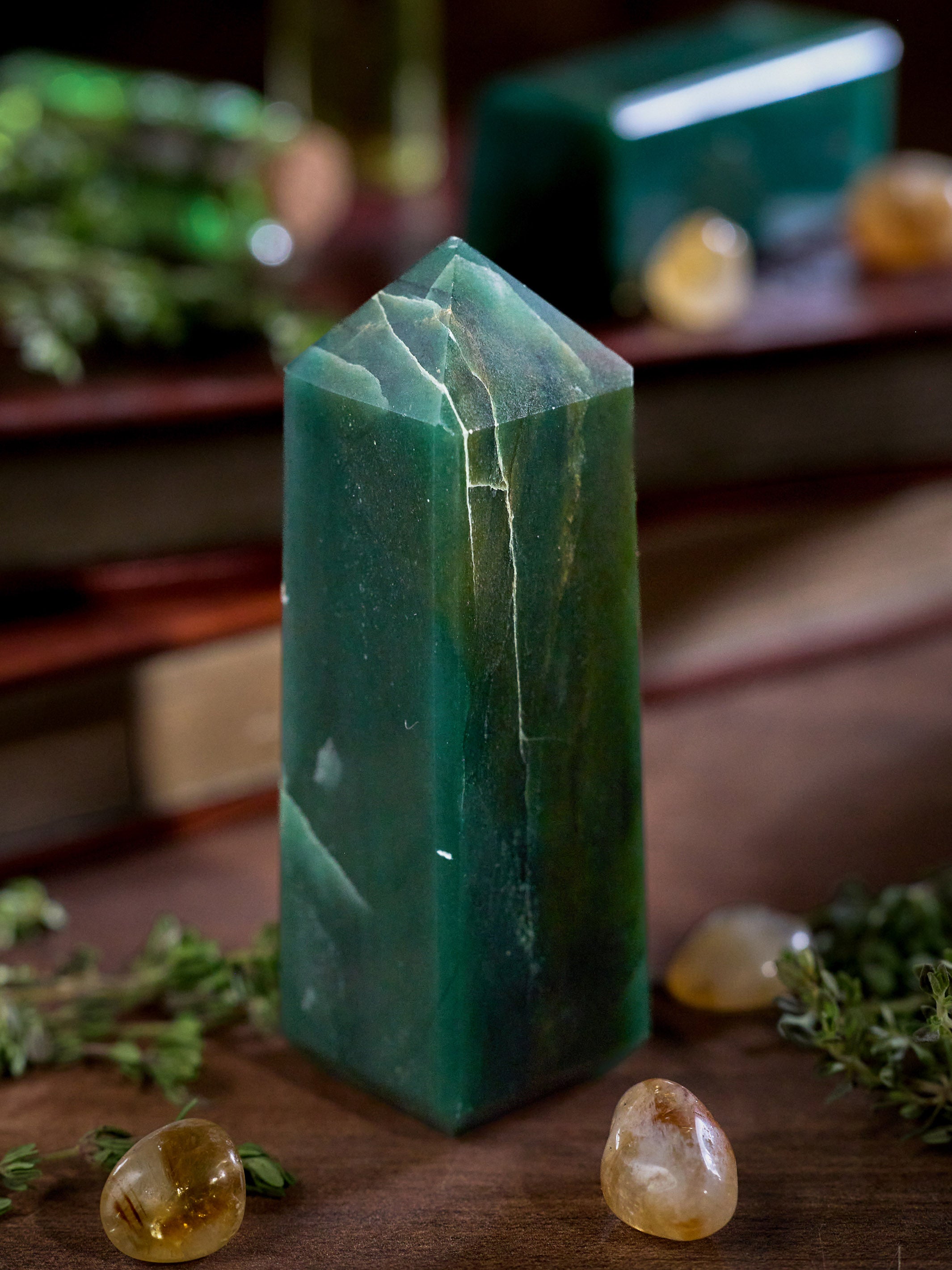 Semi-precious Gemstone - Green Jade Tower
