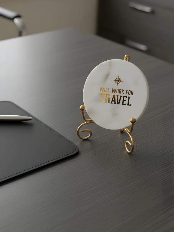Designer Marble Decorative Plate with Metal Stand
