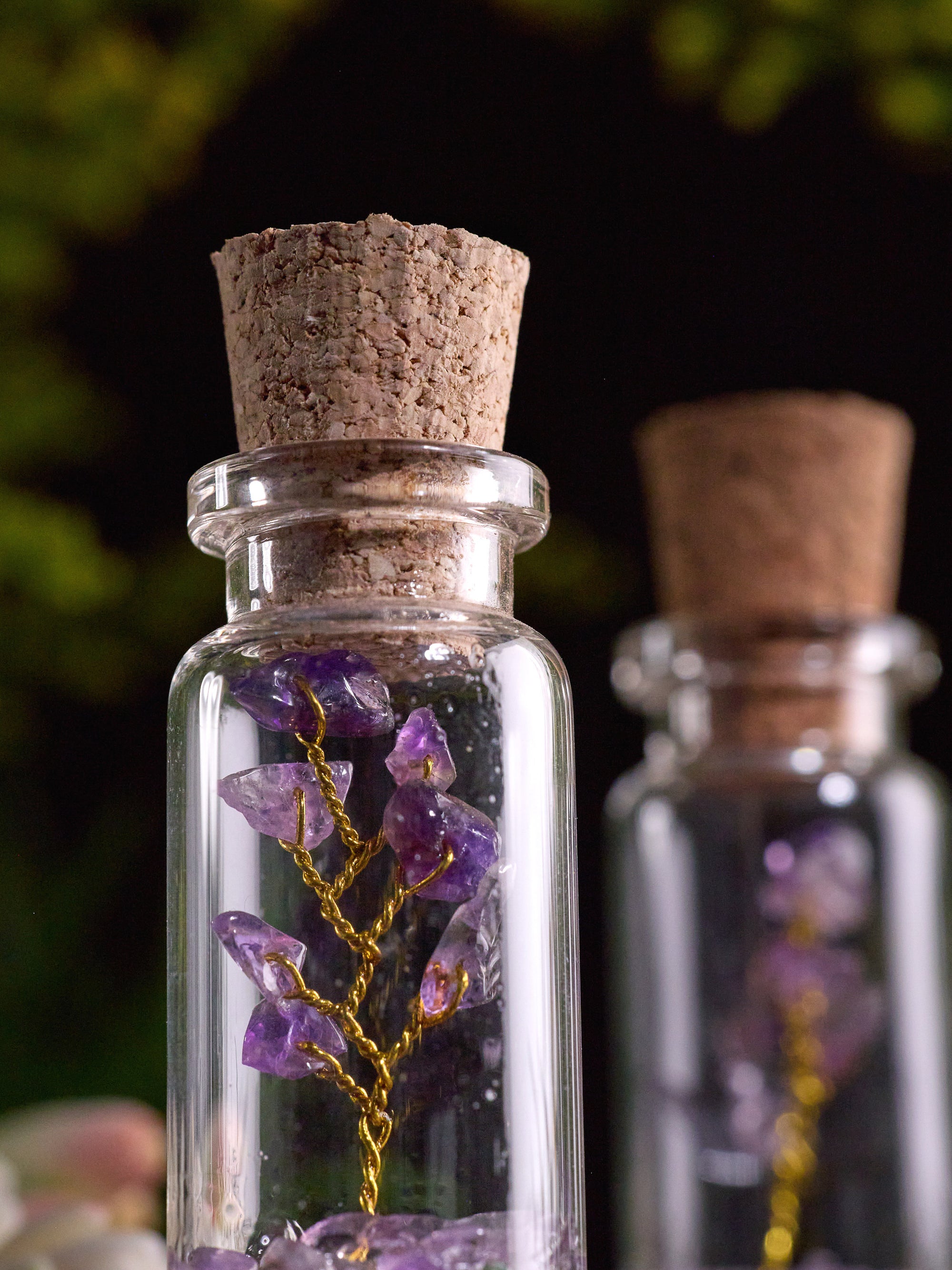 Semi-precious Gemstone - Amethyst Bottle Tree - Set of 2