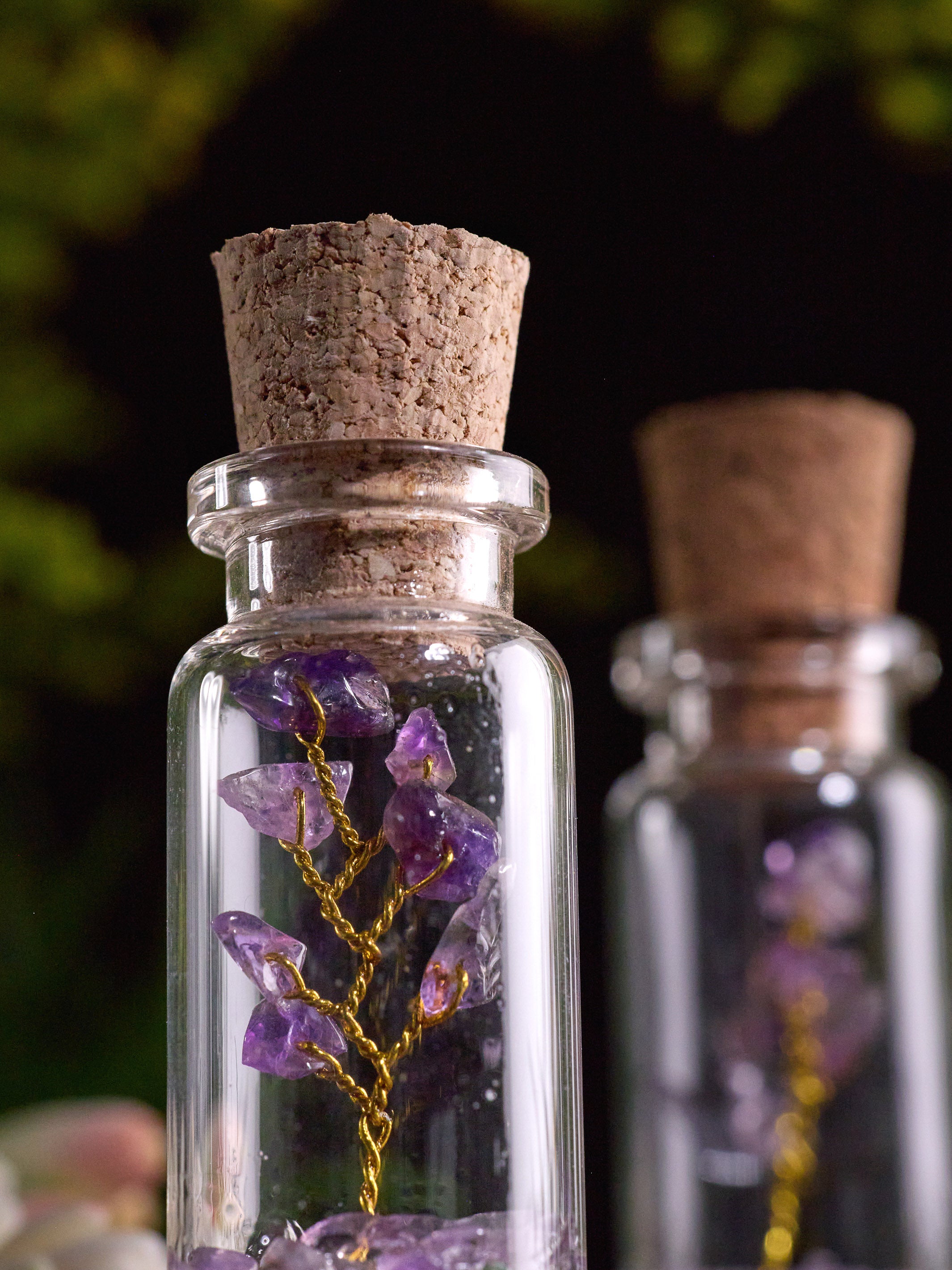 Semi-precious Gemstone - Amethyst Bottle Tree - Set of 2