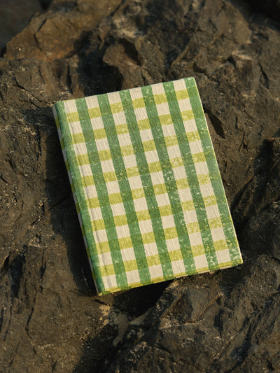 Handcrafted Sustainable A5 Diary Journal Notebook l Handmade Paper l Green Checks