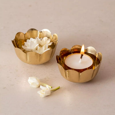 Festive Brass Tiny Urli T-lite Floaters Set of 10