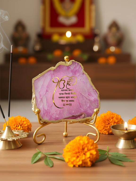 Premium Agate Decorative Plate with Stand | Mool Mantra Spiritual Design