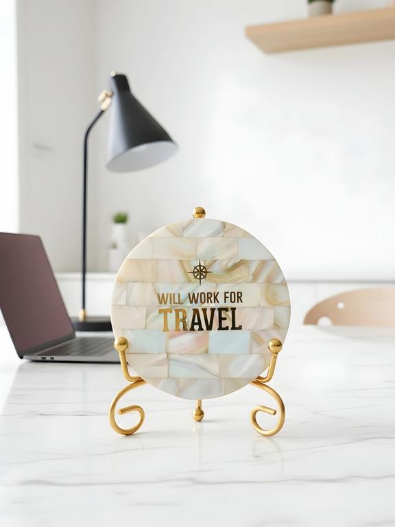 Premium MoP Art Plate with Metal Stand