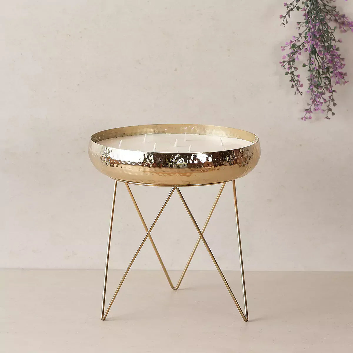 Stardust Gold Hammered Candle Urlis on a stand set of 3