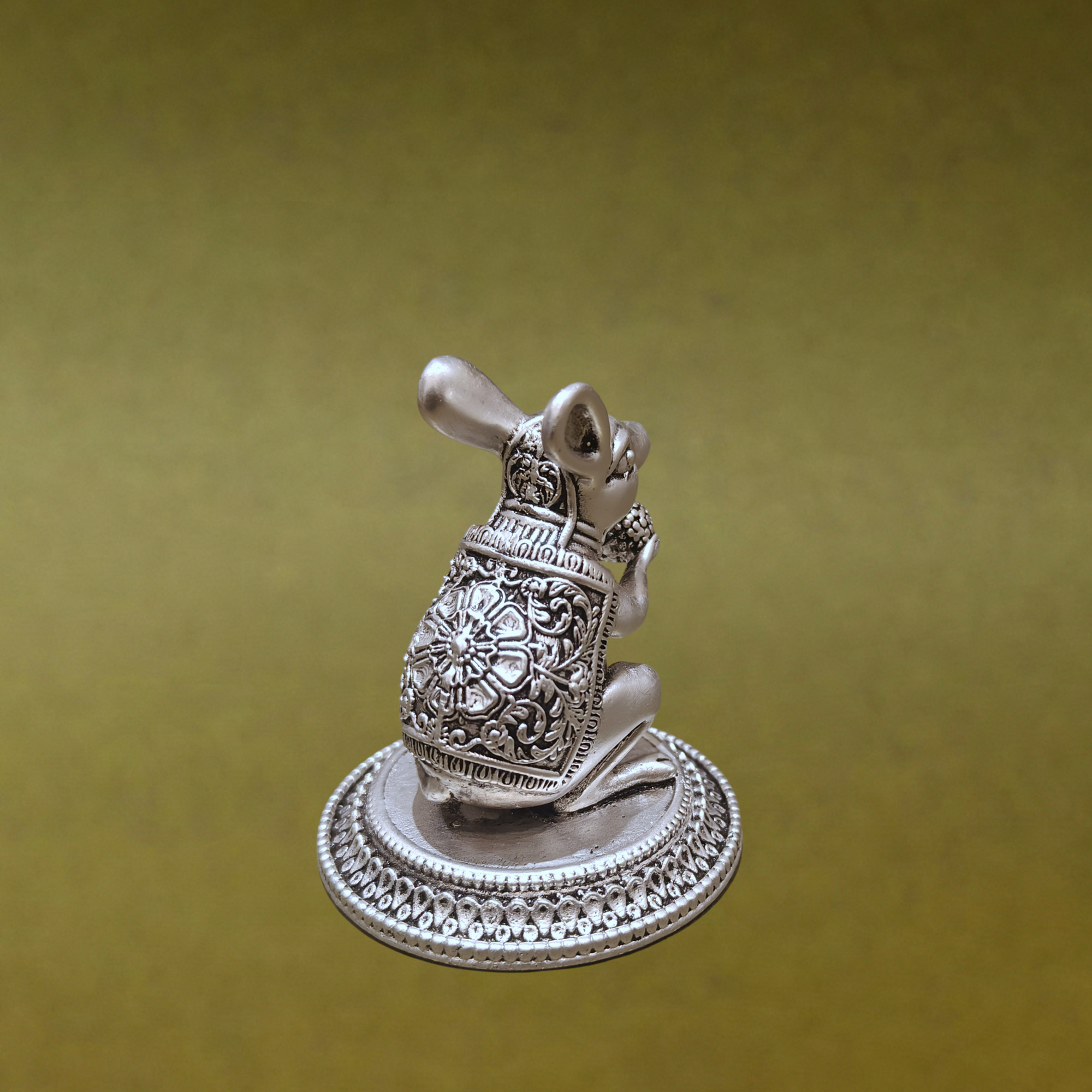 Silver-Plated Mushak with Laddu