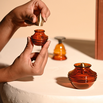 Muun Gift Box - Kalash Oil Lamp + Short Bell + Chandan Kalash