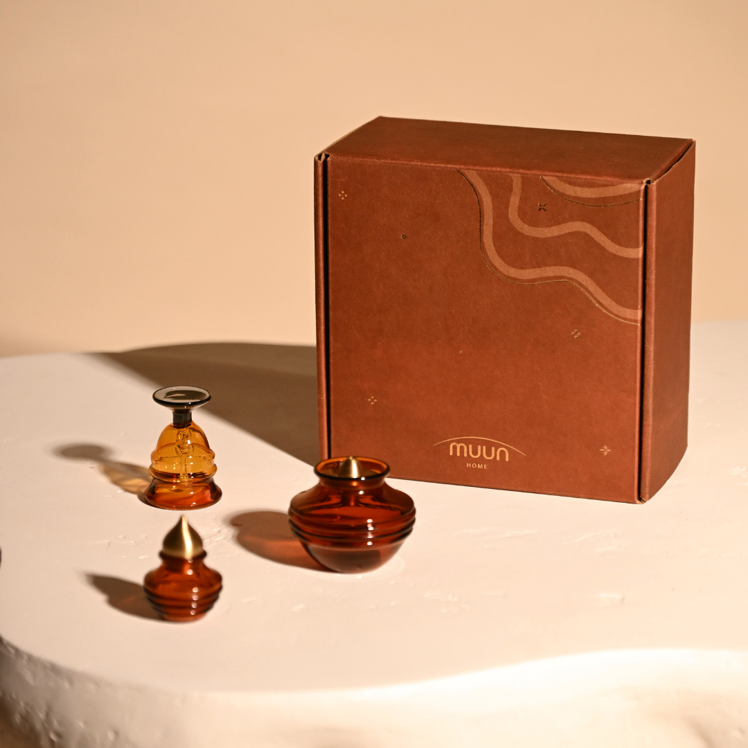 Muun Gift Box - Kalash Oil Lamp + Short Bell + Chandan Kalash