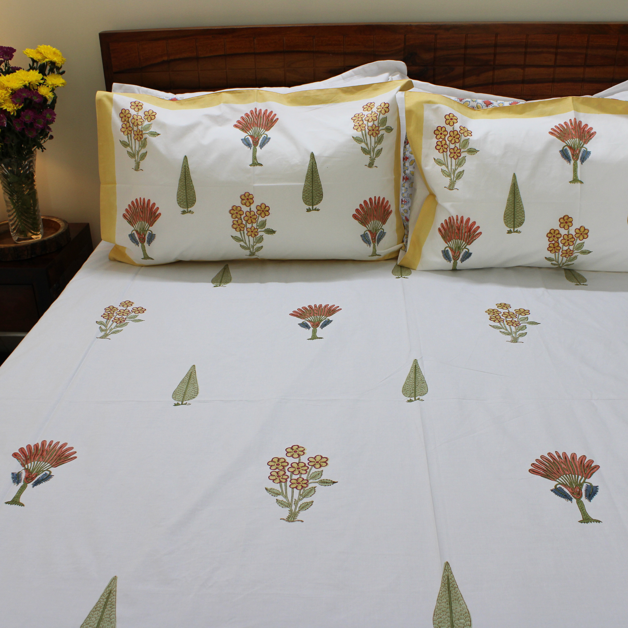 Colors Of The Garden Handblock Bedsheet