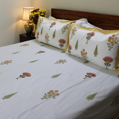 Colors Of The Garden Handblock Bedsheet