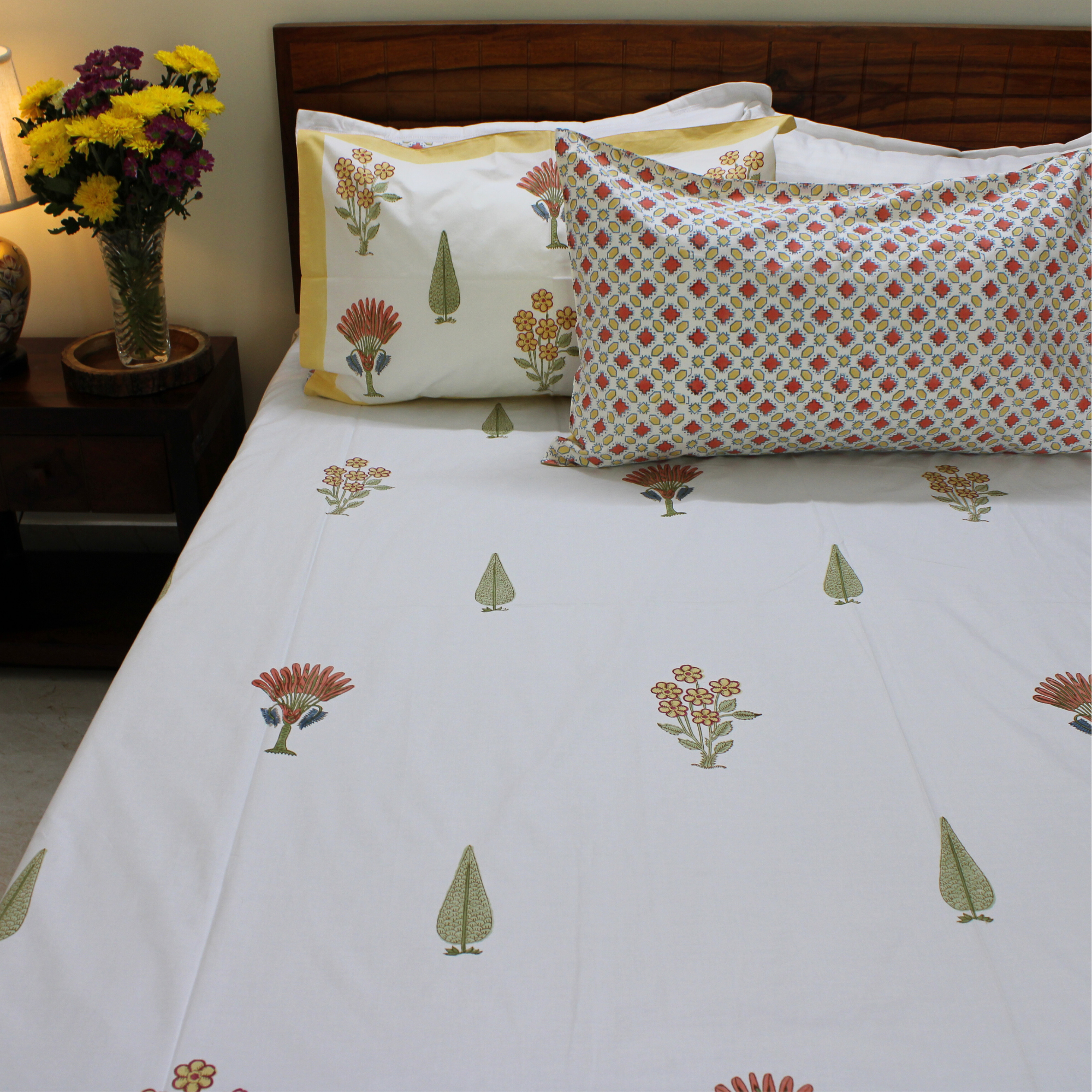 Colors Of The Garden Handblock Bedsheet