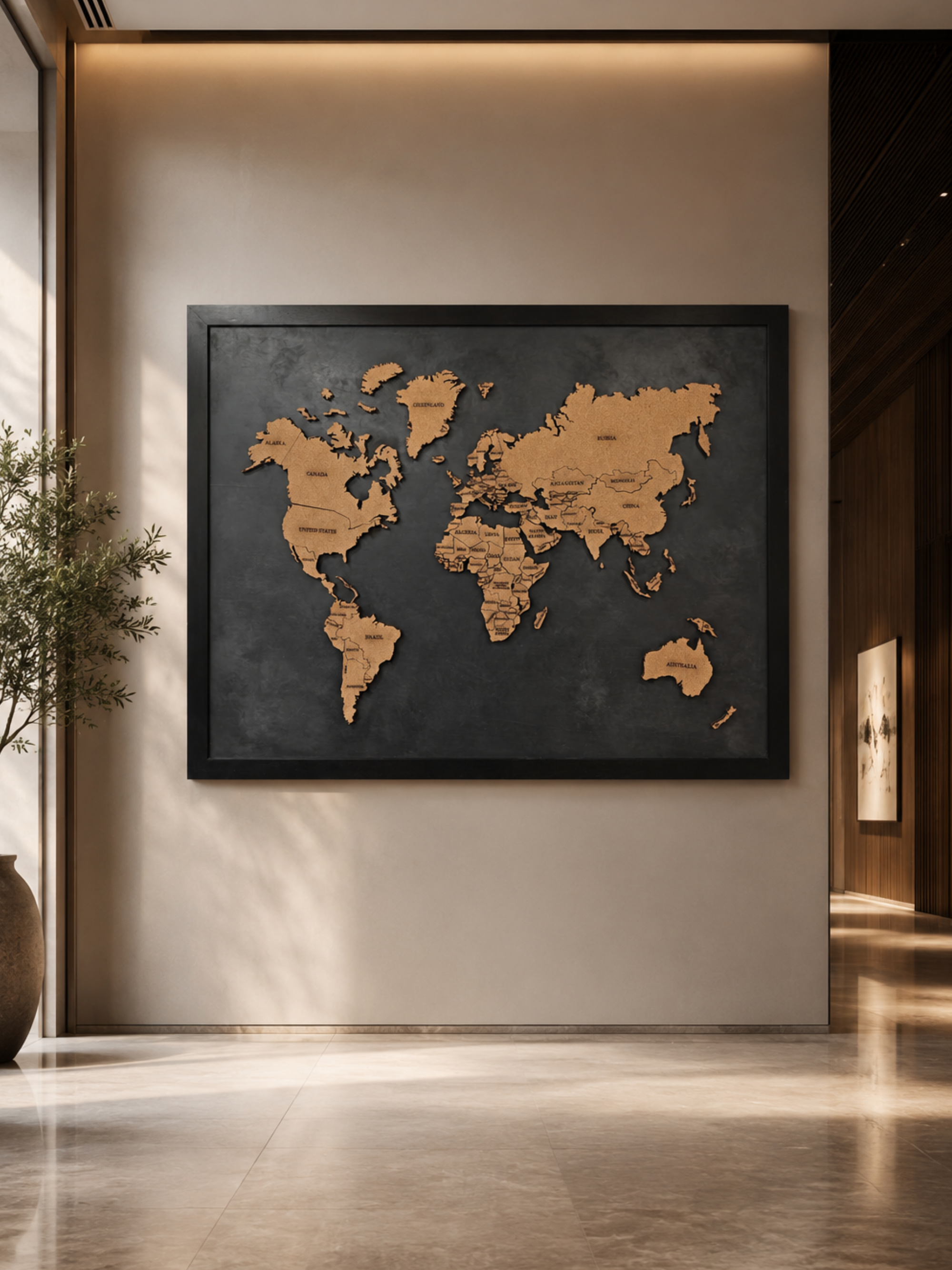 World Map Art for Modern Interior Spaces