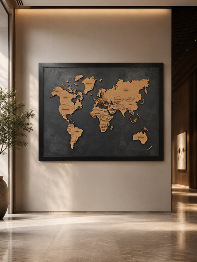 World Map Art for Modern Interior Spaces
