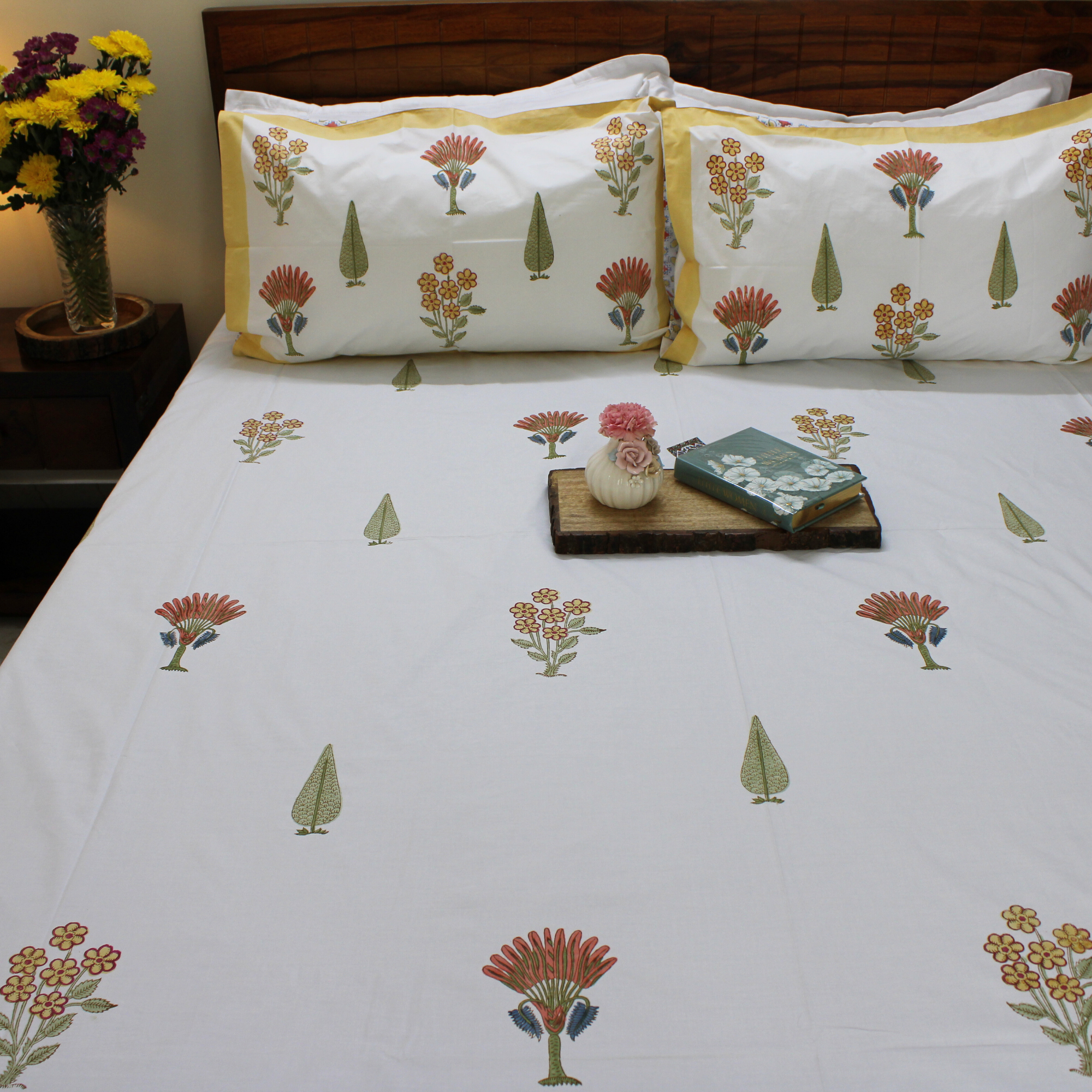 Colors Of The Garden Handblock Bedsheet