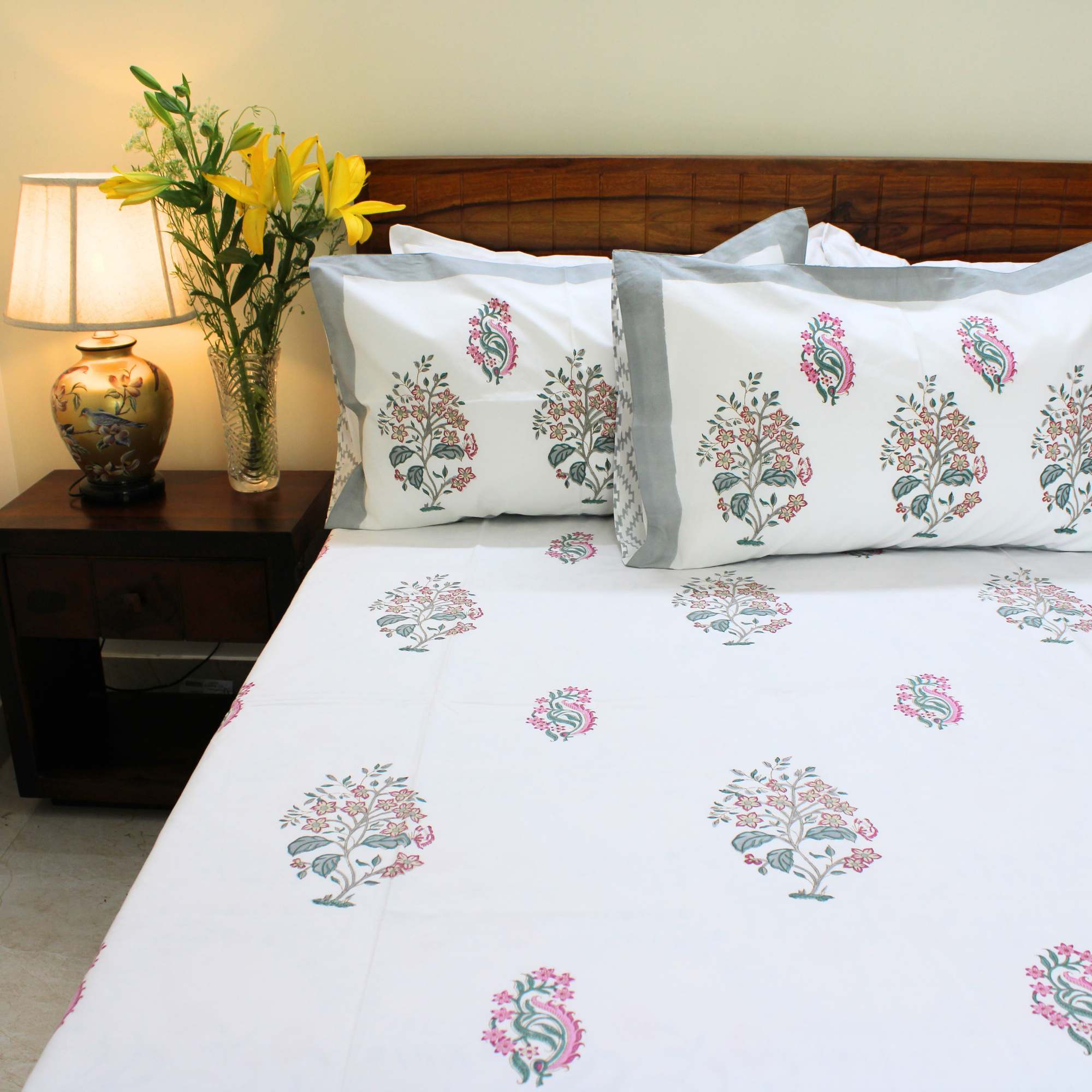 Colors Of The Garden Handblock Bedsheet