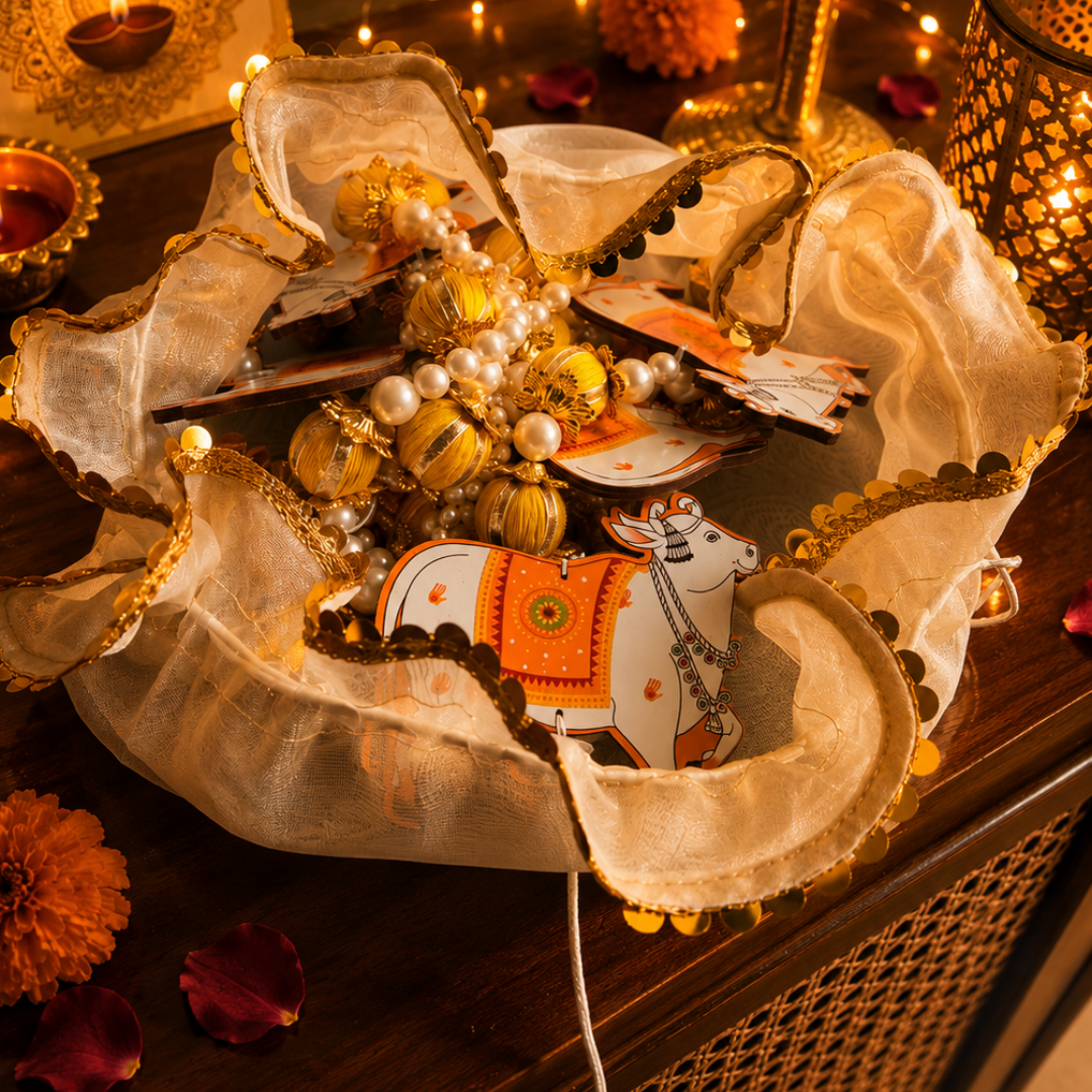 Emerald Festive Harvest Gift Box | Premium Diwali Hamper with Pomegranate, Dry Fruits & Urli Candle - https://artecasa.in/