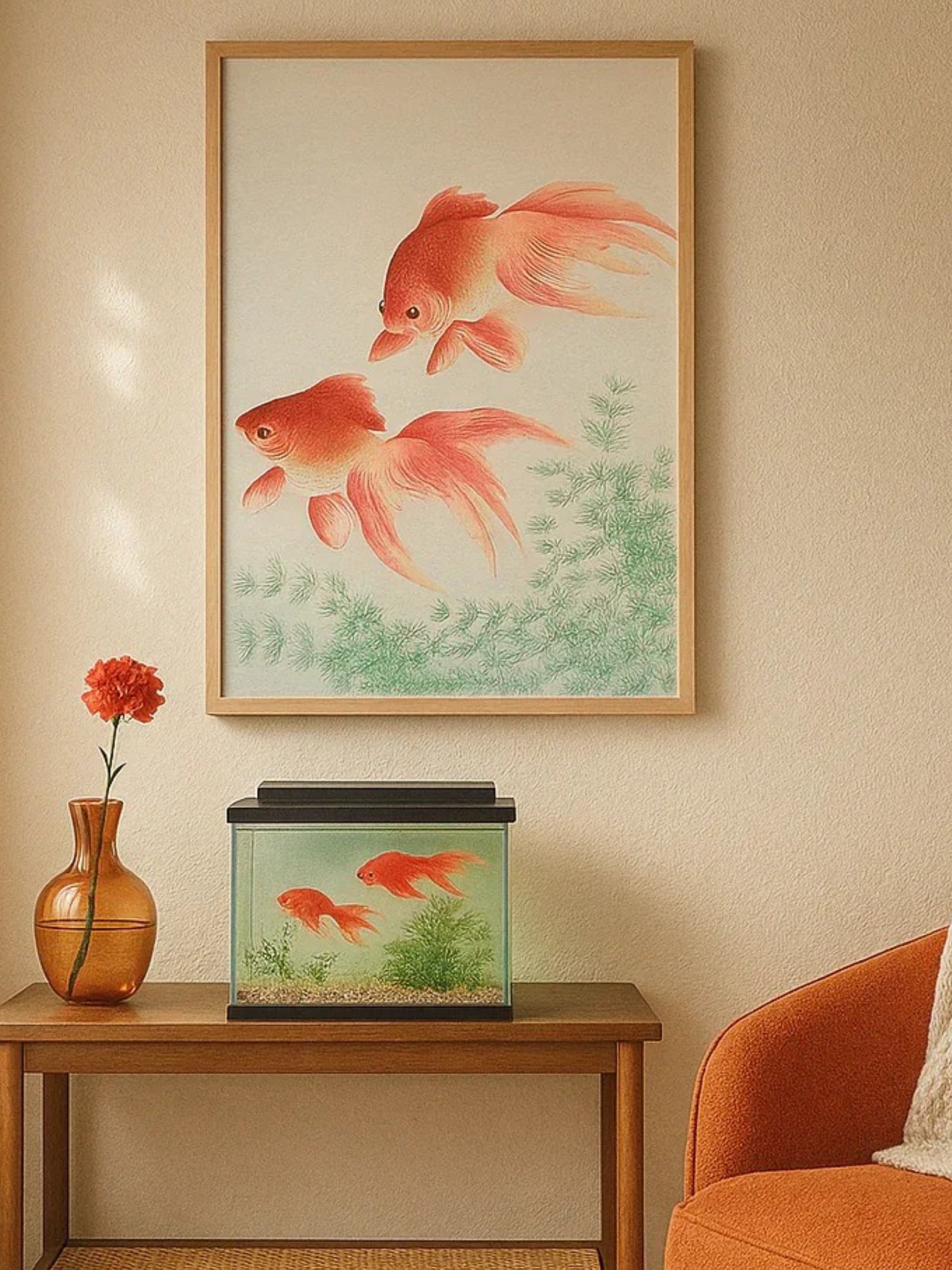 Two veil goldfish (1926) Vintage Digital Art Print