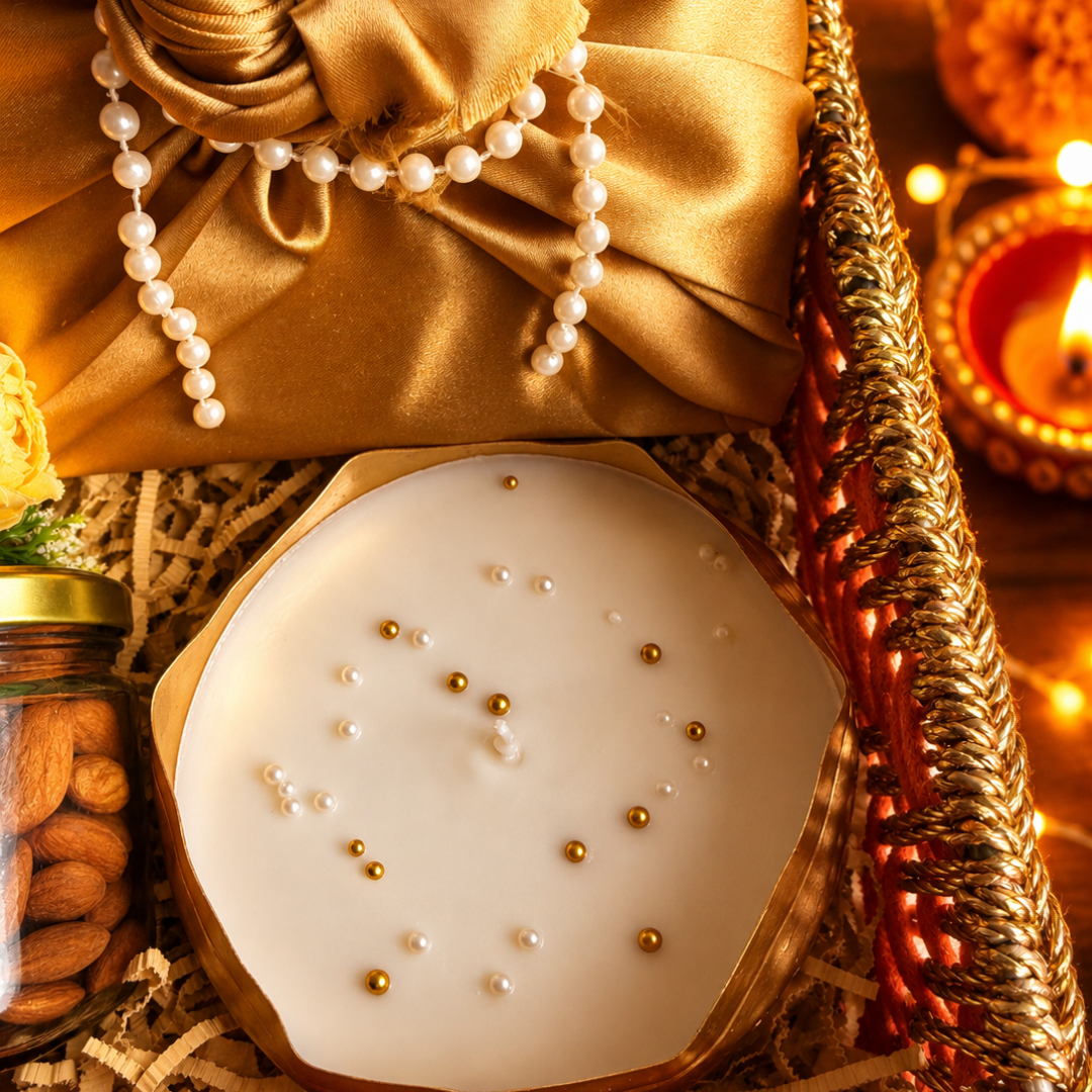 Rang Utsav Grand Orange Diwali Gift Basket | Shubh Labh, Almonds & Festive Décor - https://artecasa.in/