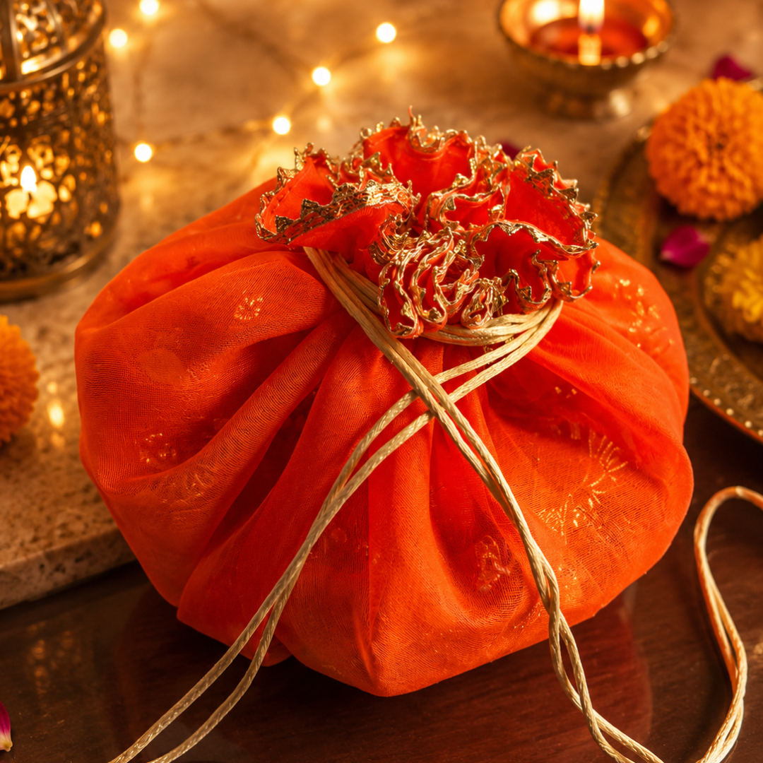 Rang Utsav Grand Orange Diwali Gift Basket | Shubh Labh, Almonds & Festive Décor - https://artecasa.in/
