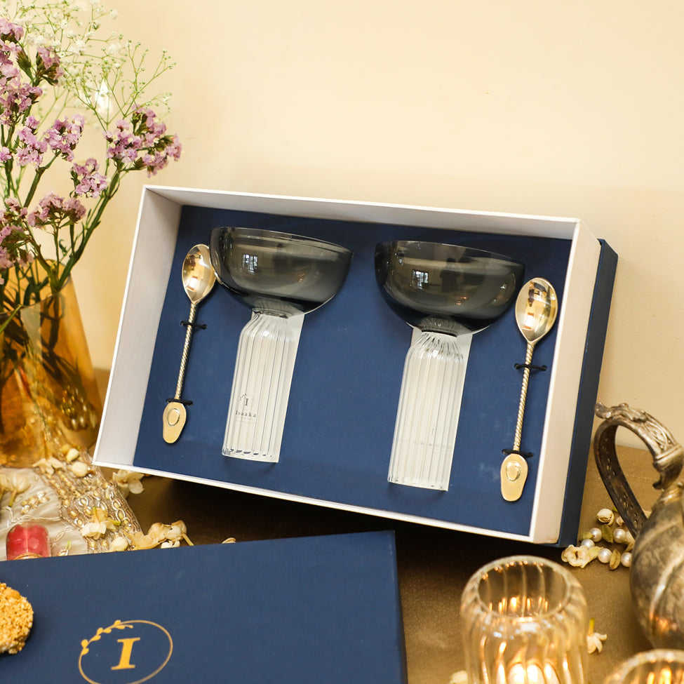 DD Glass & Spoon Gift (Clear Black)