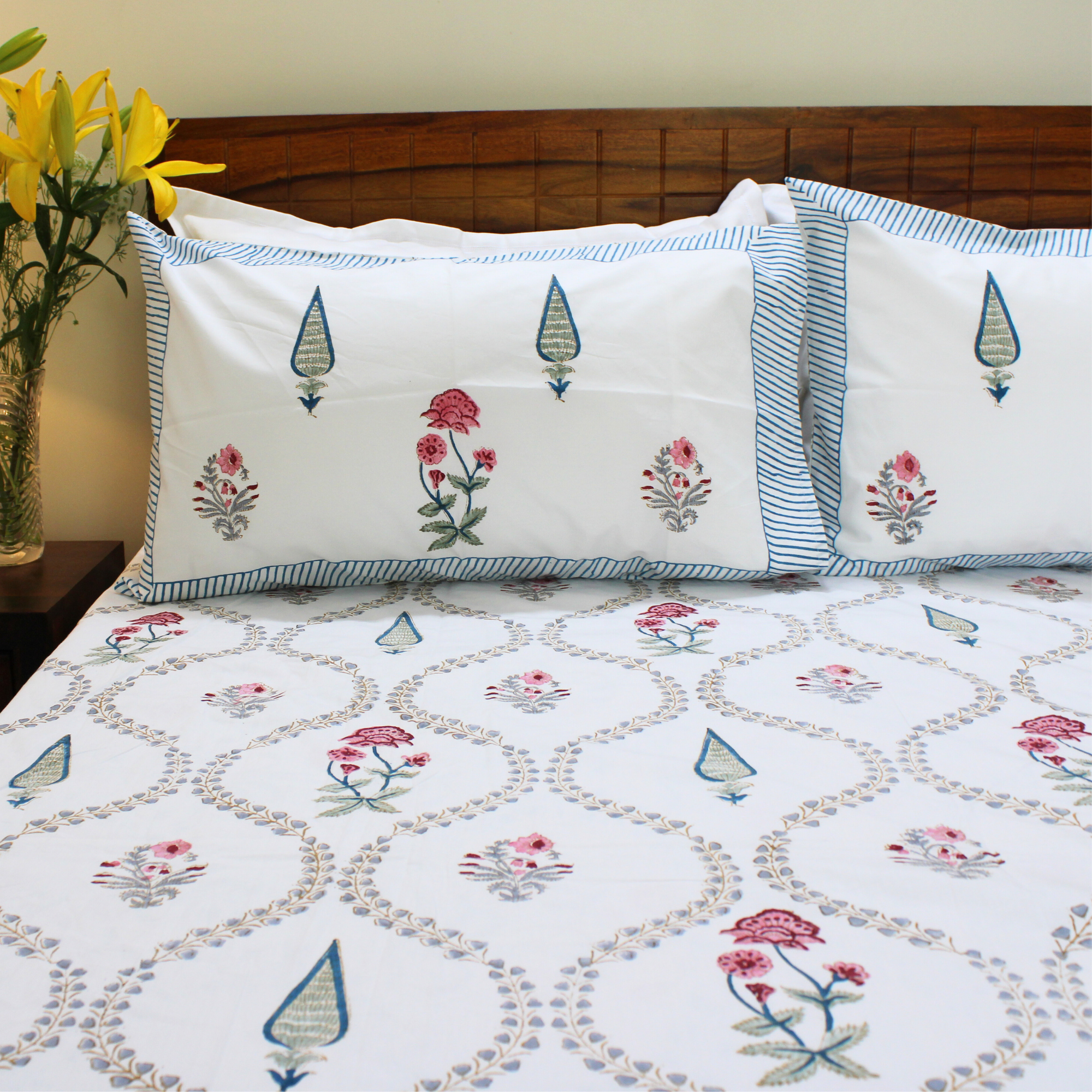 Colors Of The Garden Handblock Bedsheet
