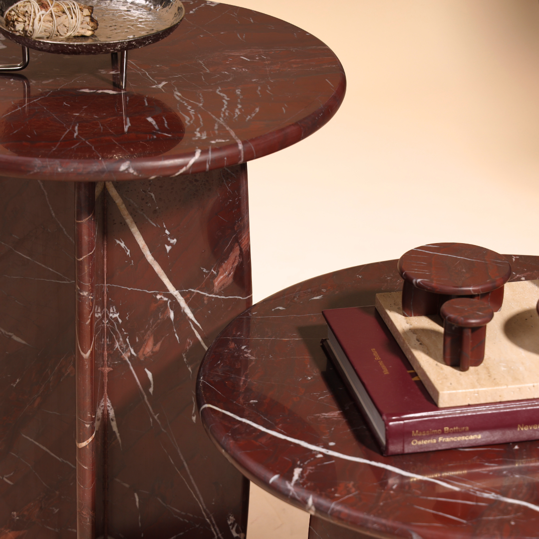 Raio Marble Table - Rosso