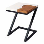 Teak Wood Epoxy End Table – White Resin Finish
