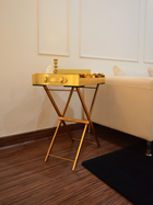 Pu Leather Foldable Tray with Metal Stand-Gold
