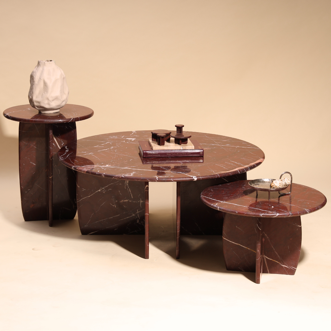 Raio Marble Table - Rosso