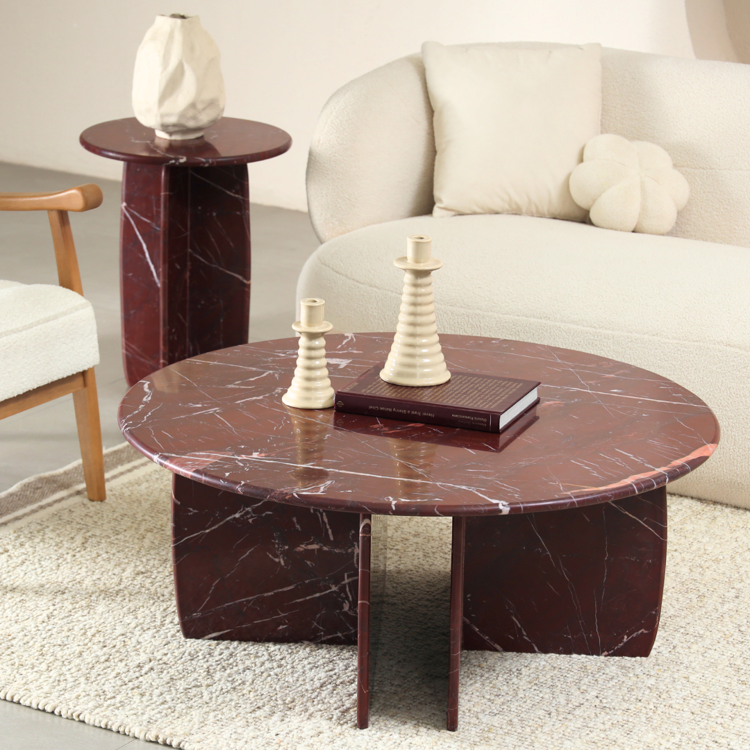 Raio Marble Table - Rosso