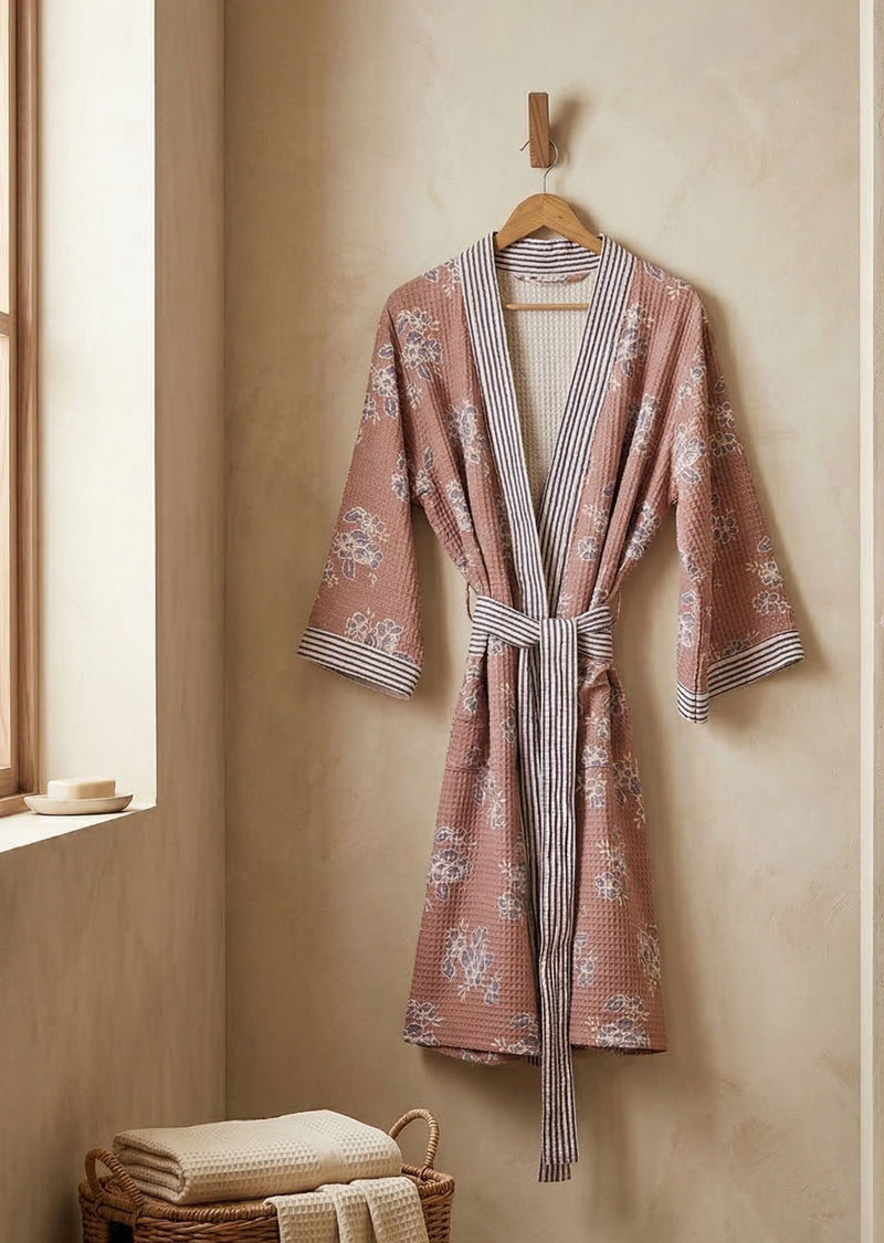 Mimo Pink Cotton Waffle  Bathrobe