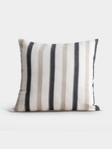 Oslo Black and Beige Striped Cotton Cushion Cover