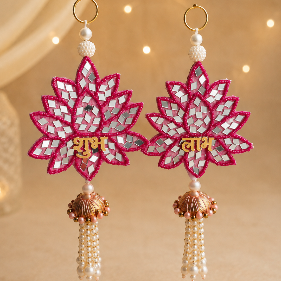 Rangoli Pink & Festive Potli Gift Basket | Shubh Labh & Almonds Diwali Hamper - https://artecasa.in/