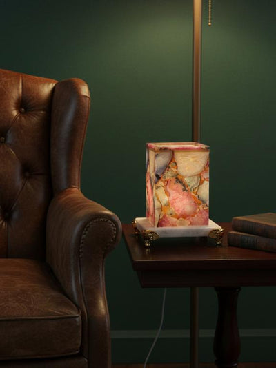 Premium Agate Table Lamp with Marble Base