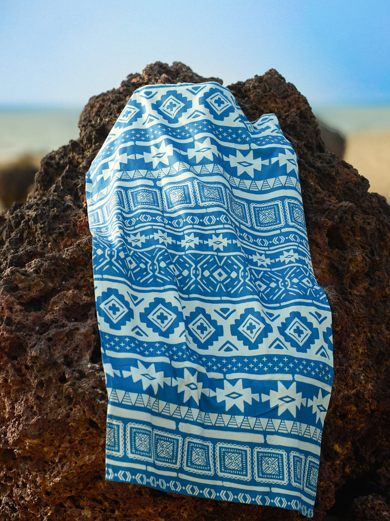 Nomad Azure Blue Printed Beach Towel