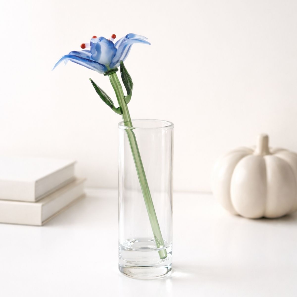 Aqua Bloom Lily – Hand-Blown Glass Flower