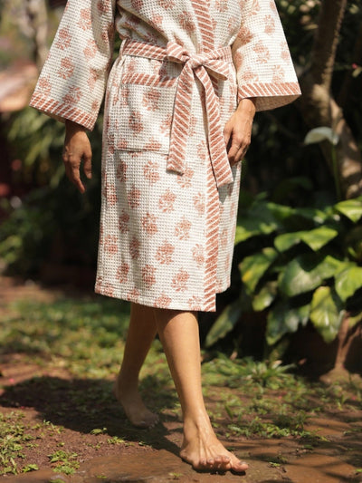 Ayna Pink Cotton Waffle Bathrobe