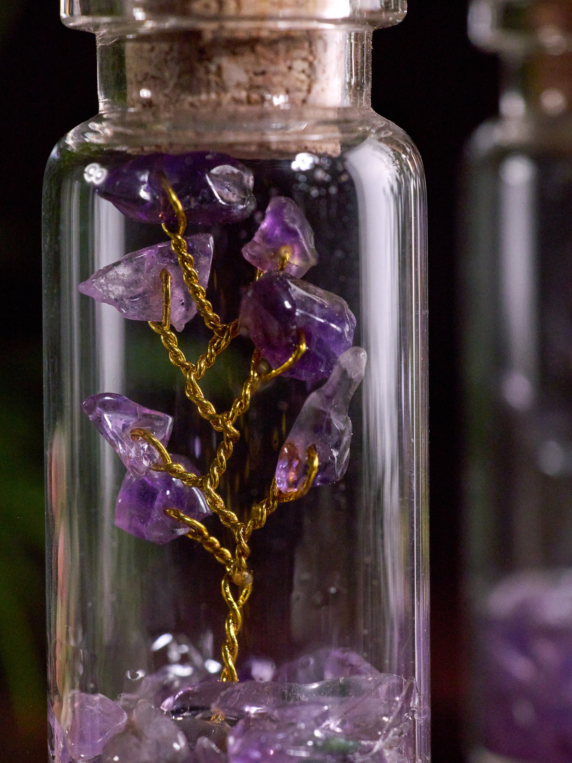 Semi-precious Gemstone - Amethyst Bottle Tree - Set of 2