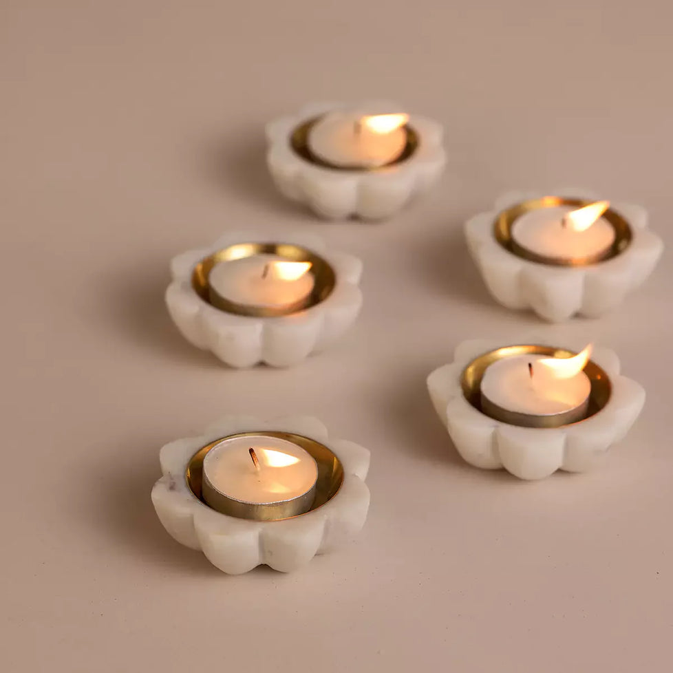 Set of 5 - Lotus Tealight Holders