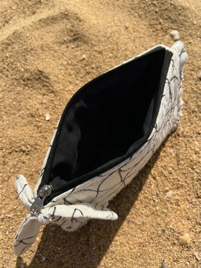 Sustainable Quilted Cotton Travel Pouch l Black & White Organizer