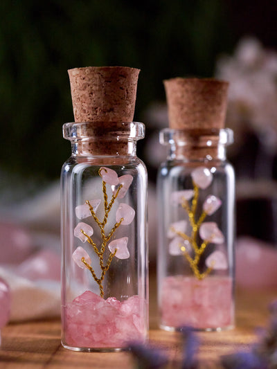 Semi-precious Gemstone - Rose Quartz Bottle Tree - Set of 2