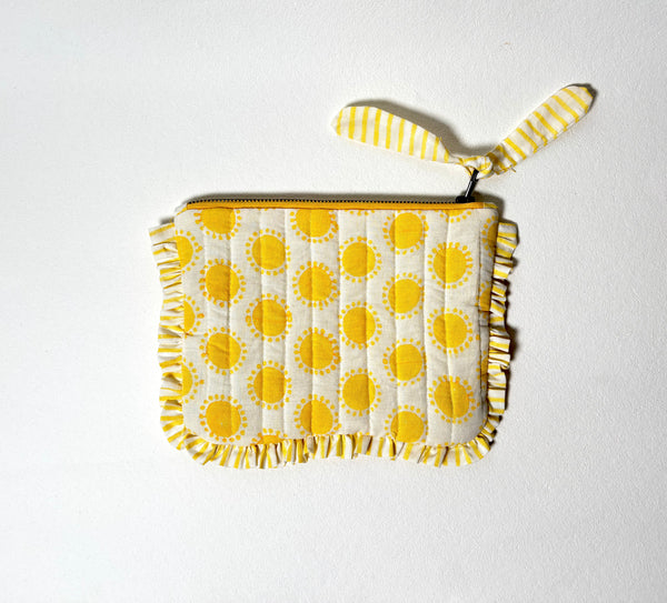 Sustainable Quilted Cotton Travel Pouch l Golden Hour Organizer
