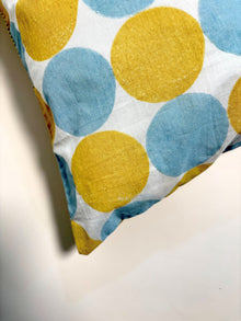 Polka Pot Reversiable Cotton Cushion Cover l Yellow & Blue
